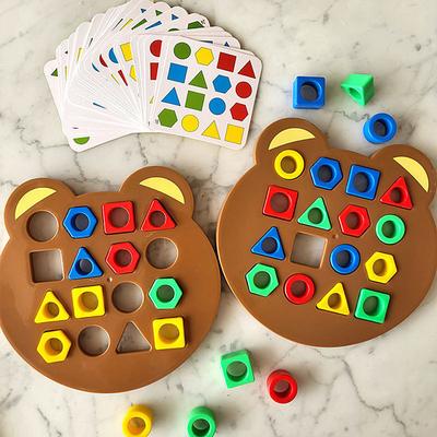 DIY Children Geometric Shape Color Matching 3D Puzzle Baby Montessori Toys Learning Educational Interactive Battle Game Toys For Kids