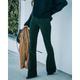 Women's Dress Pants Bootcut Pants Trousers Corduroy Plain Full Length Micro-elastic Medium Waist Fashion Casual Weekend claret Black S M