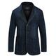 Men's Blazer Denim Jacket Jean Jacket Sport Jacket Sport Coat Going out Button Down Collar Casual Daily Jacket Outerwear Solid Color Light Blue Navy Blue / Cotton / Cotton