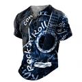 Rock N Roll Guitar Mens Graphic Shirt And 3D Red Summer Cotton Henley Tee Musical Instrument Clothing Apparel Print Daily Sports Short Sleeve Concert