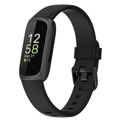 Smart Watch Band Compatible with Fitbit Inspire 3 Silicone Smartwatch Strap Metal Clasp Waterproof Adjustable Sport Band Replacement Wristband