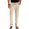 Men's Linen Pants Trousers Summer Pants Elastic Waist Multi Pocket Plain Comfort Breathable Full Length Business Casual Basic Casual Slim Black White Micro-elastic