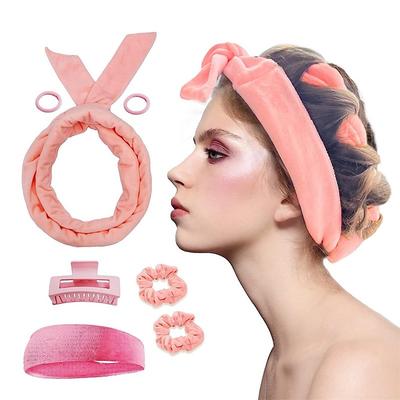 Curler For Long Hair Curls - 61 Extra Long Heatless Curling Rod Headband, Velour No Heat Curling Ribbon Kit You Can Sleep In Soft Cotton Curling Ribbon Overnight For Women(Pink)