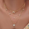1PC Chain Necklace Layered Necklace For Women's Clear Wedding Party Evening Gift Alloy Moon Heart Star