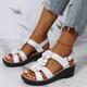 Women's Sandals Wedge Sandals Comfort Shoes Outdoor Daily Beach Solid Color Floral Solid Colored Summer Flower Wedge Heel Open Toe Classic Casual PU Leather Polyester Buckle Black White Yellow