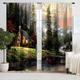 2 Panels Forest House Curtain Drapes Blackout Curtain For Living Room Bedroom Kitchen Window Treatments Thermal Insulated Room Darkening