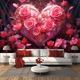 Valentine's Day Roses Heart Hanging Tapestry Wall Art Large Tapestry Mural Decor Photograph Backdrop Blanket Curtain Home Bedroom Living Room Decoration