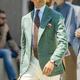 Men's Linen Blazer Jacket Beach Wedding Casual Regular Tailored Fit Solid Colored Single Breasted Two-buttons Green 2024