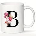 Funny Coffee Mug Monogram A-Z Initial Letter Pattern Art Design White Ceramic Cup for Friends and Parents Anniversary Festival Birthday Gift 11oz