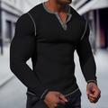 Men's T shirt Tee Waffle Henley Shirt Henley Shirt Tee Top Long Sleeve Shirt Plain Raglan Sleeve Henley Street Vacation Long Sleeve Patchwork Clothing Apparel Fashion Designer Basic