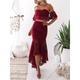 Women's Two Piece Dress Set White Lace Wedding Dress Outdoor Valentine's Day Elegant Sexy Asymmetrical with Sleeve Long Dress Maxi Dress Strapless Short Sleeve Plain Slim White Burgundy Navy Blue