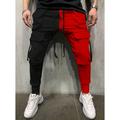Men's Skinny Joggers Tapered pants Trousers Casual Pants Patchwork Drawstring Elastic Waist Solid Colored Sports Full Length Casual Daily Streetwear Sports Chino Slim Black-White White Blue