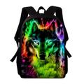 Men's Women's Kid's School Bag Bookbag 3D Print Commuter Backpack School Daily Wolf 3D Print Oxford Large Capacity Zipper Print Black Purple Green