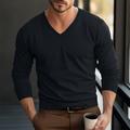 Men's Wool Sweater Pullover Sweater Jumper Jumper Ribbed Knit Regular Knitted Slim Fit Plain V Neck Modern Contemporary Xmas Work Clothing Apparel Winter Black Yellow S M L