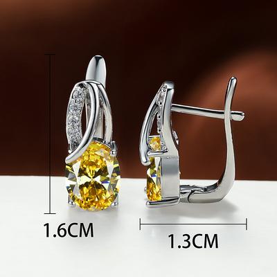 Women's Zircon Earrings Classic Precious Stylish Simple Earrings Jewelry Platinum Colorful / Platinum olive green / Platinum White For Wedding Party 1 Pair