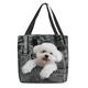 Women's Tote Shoulder Bag Canvas Tote Bag Polyester Shopping Daily Holiday Print Large Capacity Foldable Lightweight Dog Black Red Blue