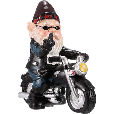 Garden Statues Outdoor, Dwarf Ornament Decorative, Gnome Figurine Resin Garden Statue Waterproof Art Ornament Funny Interesting Garden Decor Sculpture Dwarf Ride Motorbike for Garden Patio Lawn