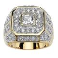 men's 14k yellow gold plated square cut cubic zirconia octagon ring size 9