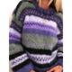 Women's Pullover Sweater Jumper Crew Neck Crochet Knit Cotton Blend Oversized Stripe Fall Winter Regular Outdoor Daily Going out Stylish Casual Soft Long Sleeve Color Block Striped Blue Purple Orange