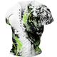 Tiger Power Mens Graphic Shirt Art 3D Casual White Summer Cotton Tee Henley Animal Clothing Apparel Print Daily Sports Short Sleeve Buckle Fashion Abstract T-Shirt With Picture Of