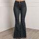 Women's Jeans Bootcut Flared Pants Denim Plain Full Length Micro-elastic High Waist Fashion Casual Weekend Black Blue S M Summer Spring Fall