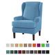 Wingback Chair Cover Stretch Sofa Slipcover Elastic Couch Cover With T Cushion Cover Plain Solid Color Soft Durable