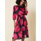 Women's Satin Dress Elegant Dress Floral Print Boat Neck Long Dress Maxi Dress Elegant Maxi Valentine's Day New Year Long Sleeve Loose Fit Fuchsia Summer Spring S M L XL XXL