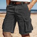 Men's Shorts Summer Shorts Beach Shorts Casual Shorts Pocket Multi Pocket Straight Leg Plain Comfort Breathable Short Casual Daily Holiday Corduroy Fashion Stylish Black White