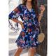 Women's Casual Dress Sheath Dress Sundress Rose 3D Print Tie Front Tie Knot V Neck Butterfly Sleeve Mini Dress Bohemia Cute Date Vacation Half Sleeve Summer Spring