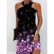 Women's Summer Dress Halter Neck Dress Floral Print Cold Shoulder Halter Neck Mini Dress Active Sexy Daily Holiday Sleeveless Regular Fit Light Purple Purple Green Summer Spring S M L XL XXL