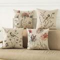 Flower Bird Butterfly Double Side Pillow Cover 4PC Soft Decorative Pillowcase for Bedroom Livingroom Sofa Couch Chair Machine Washable