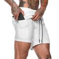 Men's Gym Shorts Sports Fitness Running Casual Drawstring Compression Liner Elastic Waist Camo Knee Length Gymnatics Activewear Black White Micro-elastic