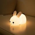 LED Rabbit Night Light Cute Silicone Touch Remote Dimmable Animal Cartoon NightlightsUSB Rechargeable Child Companion Sleep Light Baby Bedside Bedroom Toy Gift Desk Lamp