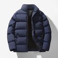 Men's Puffer Jacket Padded Zipper Pocket Office Career Date Casual Daily Outdoor Casual Sports Winter Plain Black White Pink Royal Blue Puffer Jacket