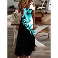 Women's Casual Dress A Line Dress Floral Dress Ombre Floral Cut Out Print V Neck Maxi long Dress Daily Short Sleeve Summer Spring