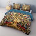 The Tree of Life Vintage Pattern Duvet Cover Set Set Soft 3-Piece Luxury Cotton Bedding Set Home Decor Gift King Queen Duvet Cover