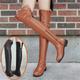 Women's Boots Motorcycle Boots Plus Size Work Boots Outdoor Daily Over The Knee Boots Thigh High Boots Winter Buckle Flat Heel Round Toe Vintage Casual Minimalism Faux Leather Zipper Black Brown Beige