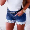 Women's Jeans Shorts Denim Plain Lace Side Pockets Short Micro-elastic Fashion Casual Daily Light Blue Dark Blue S M