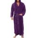 Men's Pajamas Robe Bathrobe Bath Gown 1 pcs Plain Stylish Casual Comfort Home Daily Bed Fleece Comfort Warm Hoodie Long Sleeve Pocket Fall Winter White Wine