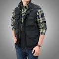 Men's Fishing Vest Hiking Vest Sleeveless Outerwear Zip Top Top Outdoor Multi-Pockets Breathable Quick Dry Sweat-Wicking Summer Black khaki Navy Blue Hunting Fishing Climbing