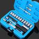 29pcs Core Ratchet Socket Wrench Kit 1/4-inch Drive Bits and Sockets Quick Release Ratchet Wrench for Household and Auto Repair