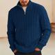 Men's Sweater Pullover Sweater Jumper Knit Sweater Ribbed Cable Knit Regular Knitted Plain Quarter Zip Vintage Keep Warm Daily Wear Going out Clothing Apparel Fall Winter Black Blue S M L