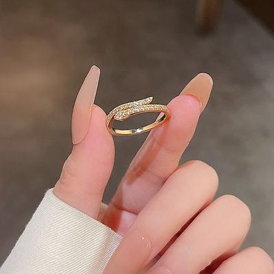 1PC Alloy Rhinestone Ring For Women's Birthday Daily Festival- Snake/Cat/Butterfly