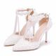 Women's Wedding Shoes Bridal Shoes Lace High Heel Pointed Toe Ankle Strap White Yellow Pink