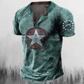 Men's Henley Shirt Tee Graphic Star Henley Clothing Apparel 3D Print Outdoor Casual Short Sleeve Print Button-Down Fashion Designer Comfortable