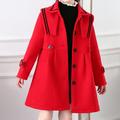 Kids Girls' Trench Coat Long Sleeve Light gray Red Plain Pocket Spring Fall Cute School 4-13 Years