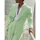 Light Green Men's Seersucker Spring Summer Suits Beach Wedding Suits 2 Piece Pinstripe Suit Standard Fit Single Breasted Two-buttons 2024