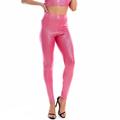 Sexy 1980s High Waisted Shiny Latex Patent Leggings PU Leather Pencil Pants Women's Masquerade Party Pants