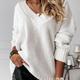 Women's Pullover Sweater jumper Jumper Ribbed Knit Knitted Pure Color V Neck Stylish Casual Holiday Going out Winter Fall Blue Khaki S M L / Long Sleeve / Regular Fit