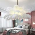 LED Pendant Light Chandelier Gorgeous Extra Large 80cm 1-Light White Ostrich Feather Bouquet Pendant Light Romantic Mounted Lighting Fixture for Restaurant Bedroom